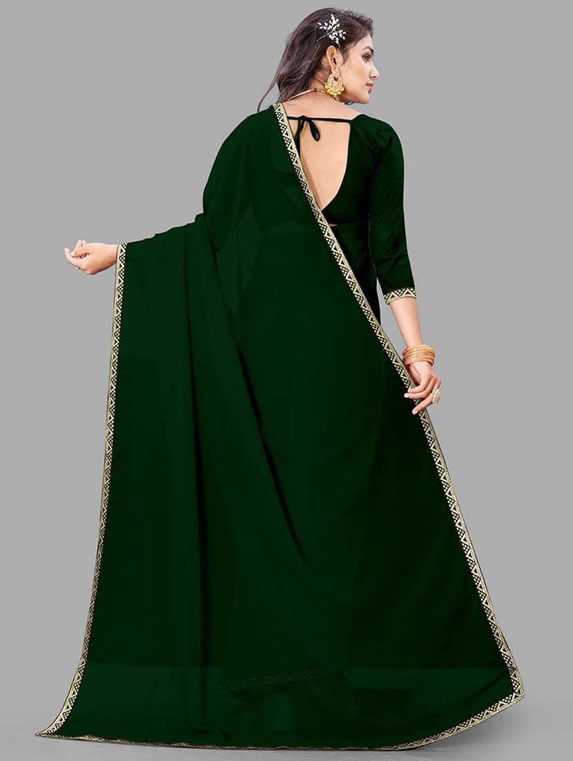 women solid lace work saree with blouse - 21681921 -  Standard Image - 1