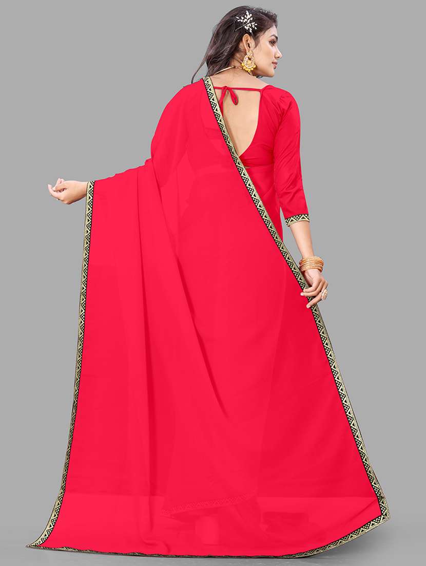 women solid lace work saree with blouse - 21681922 -  Standard Image - 1