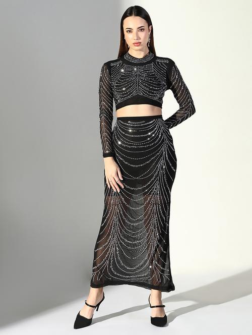 women embellished top and skirt co-ord set - 21682000 - Standard Image - 0