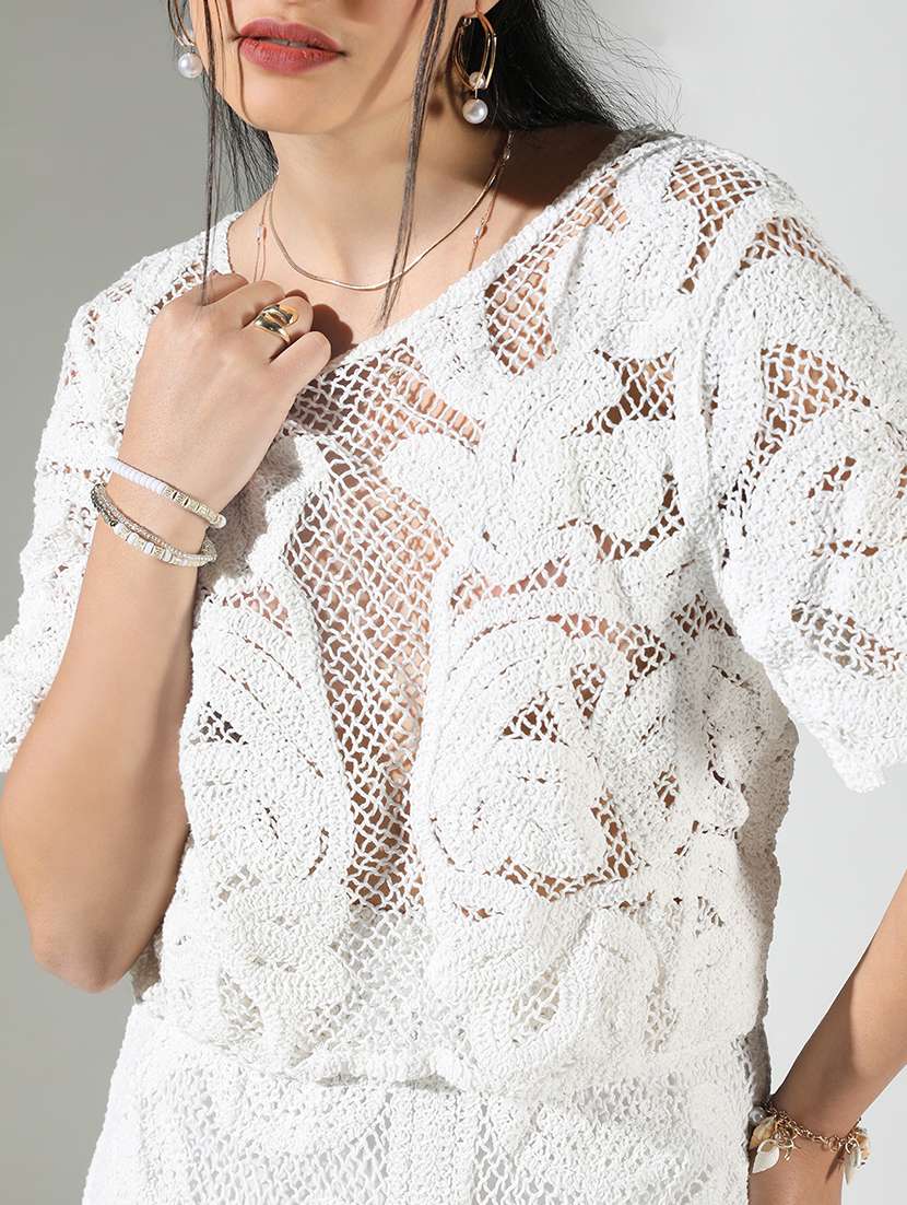 women schiffli detailed top and skirt co-ord set - 21682004 -  Standard Image - 6