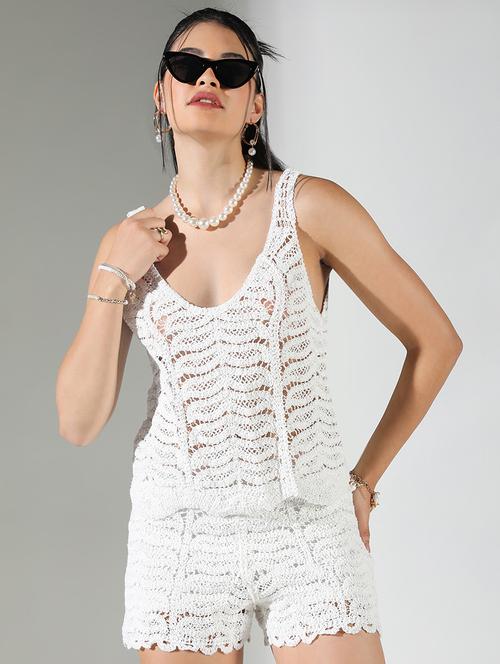 women schiffli detailed top and skirt co-ord set - 21682008 - Standard Image - 0