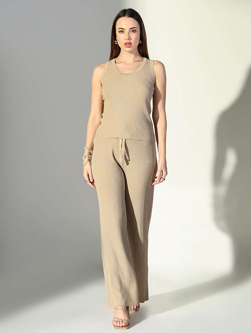 women solid top and trouser co-ord set