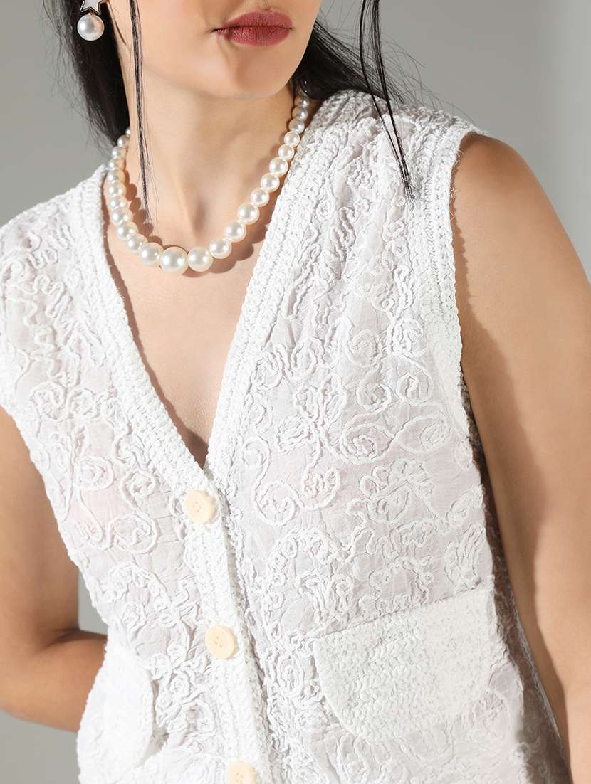 women embroidered top and shorts co-ord set - 21682018 -  Standard Image - 6