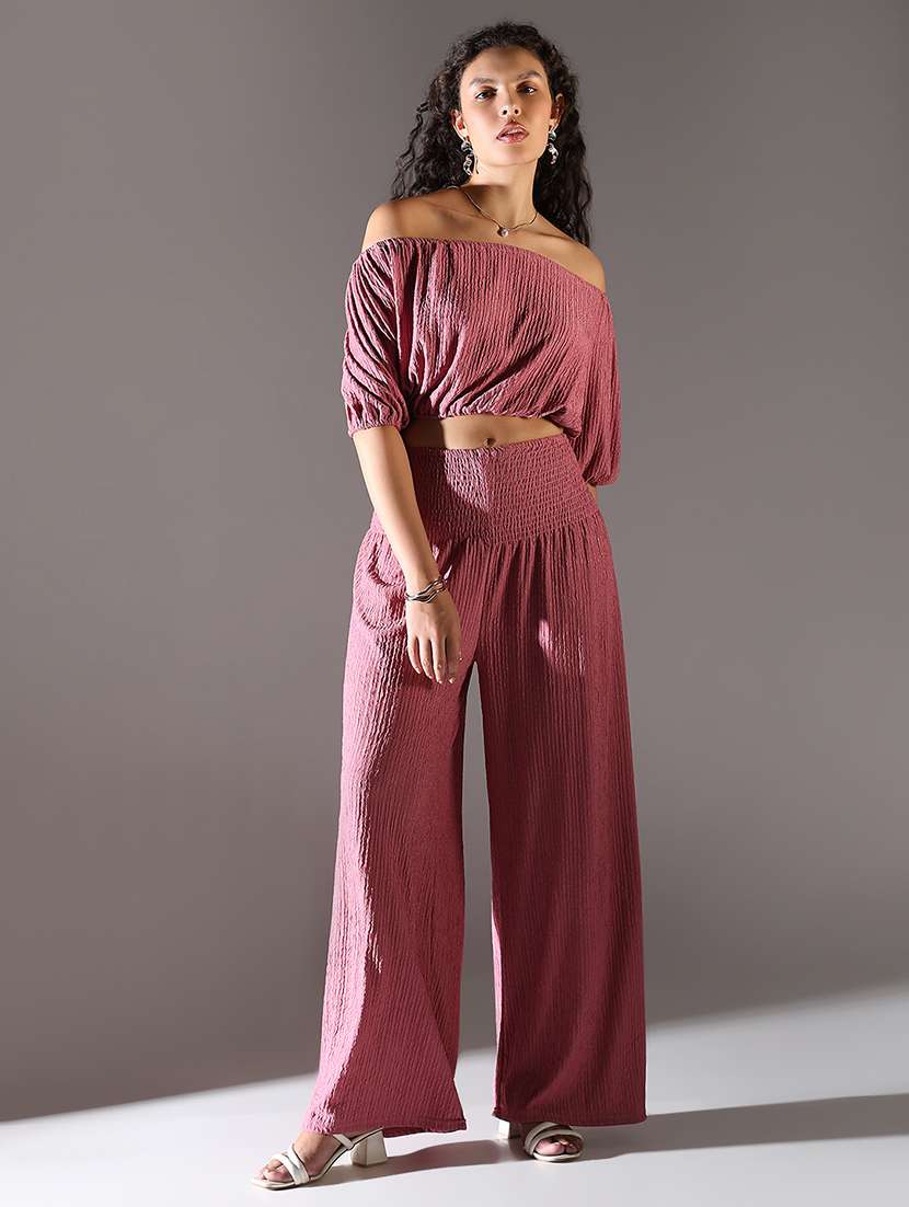 women solid top and trouser co-ord set