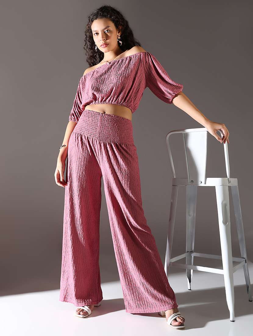 women solid top and trouser co-ord set - 21682023 -  Standard Image - 4