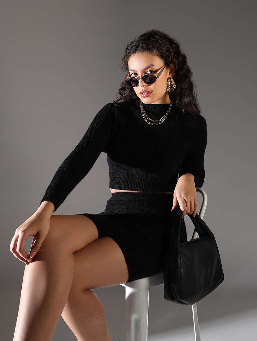 women solid top and skirt co-ord set - 21682025 -  Standard Image - 1