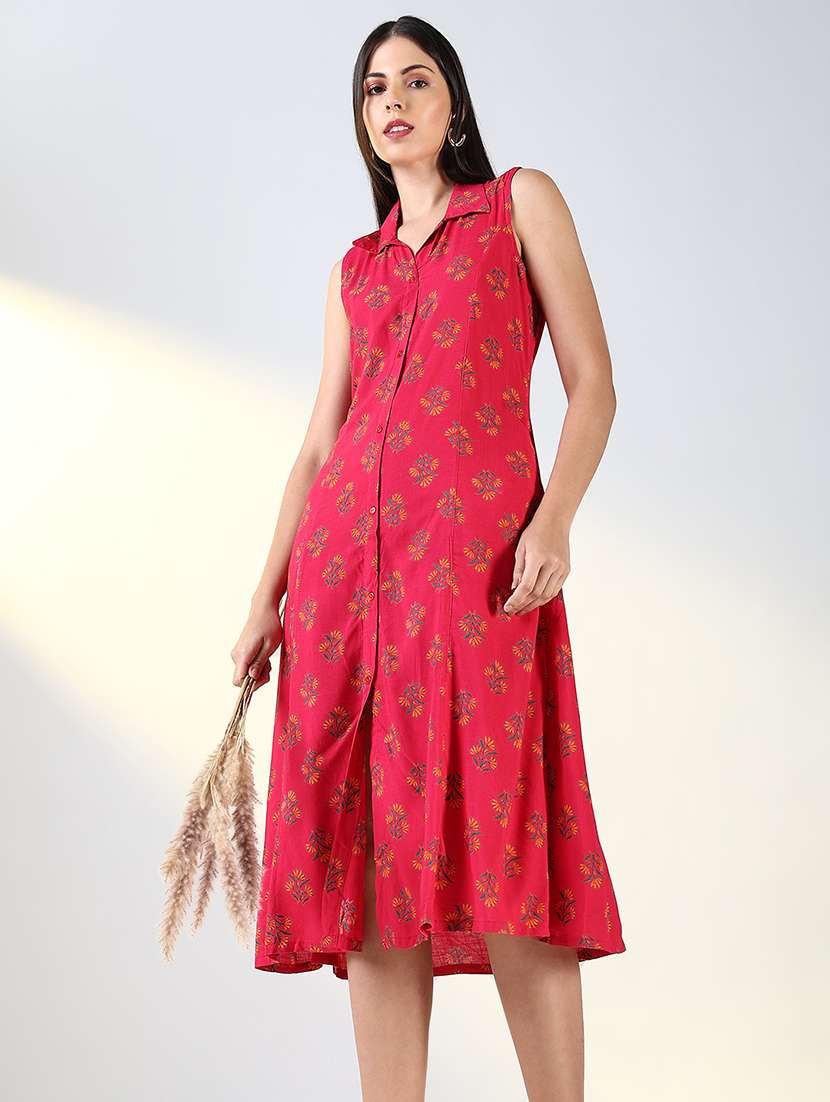 women printed sleeveless a-line dress - 21682031 -  Standard Image - 1