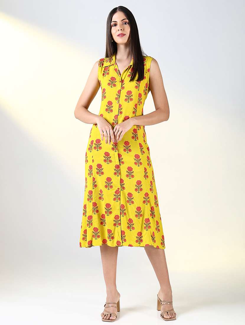 women printed sleeveless a-line dress