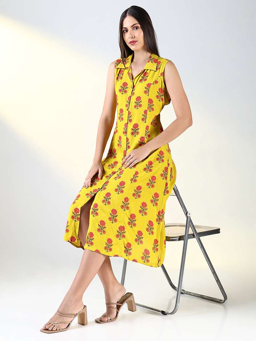 women printed sleeveless a-line dress - 21682035 -  Standard Image - 4