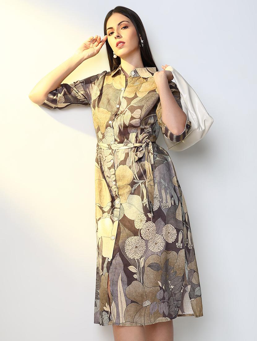 women printed collared shirt dress - 21682036 -  Standard Image - 1