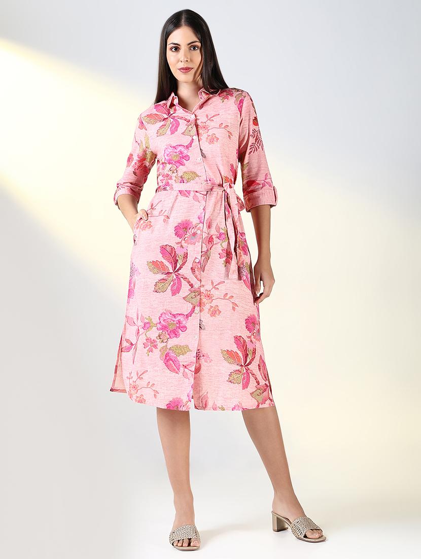 women printed collared shirt dress - 21682037 - Zoom Image - 0