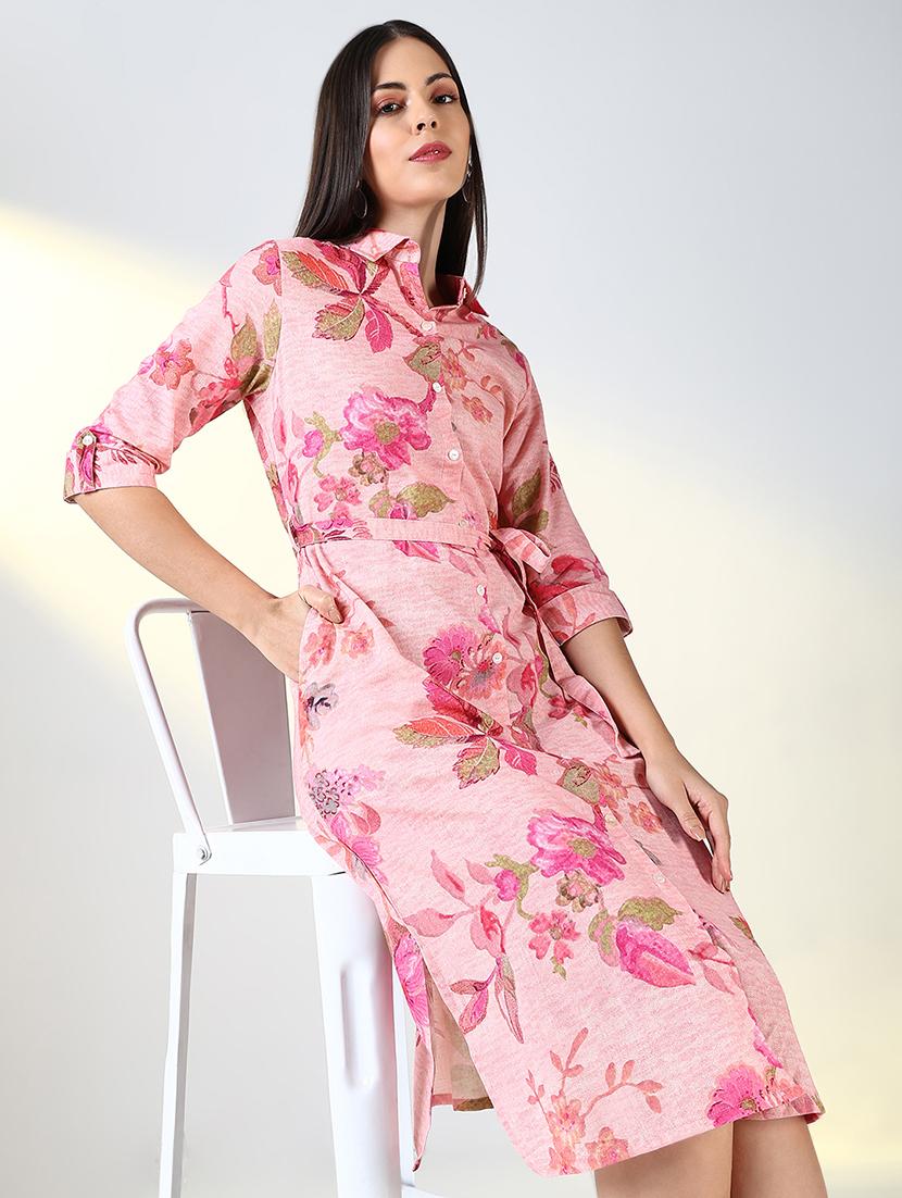 women printed collared shirt dress - 21682037 - Standard Image - 1