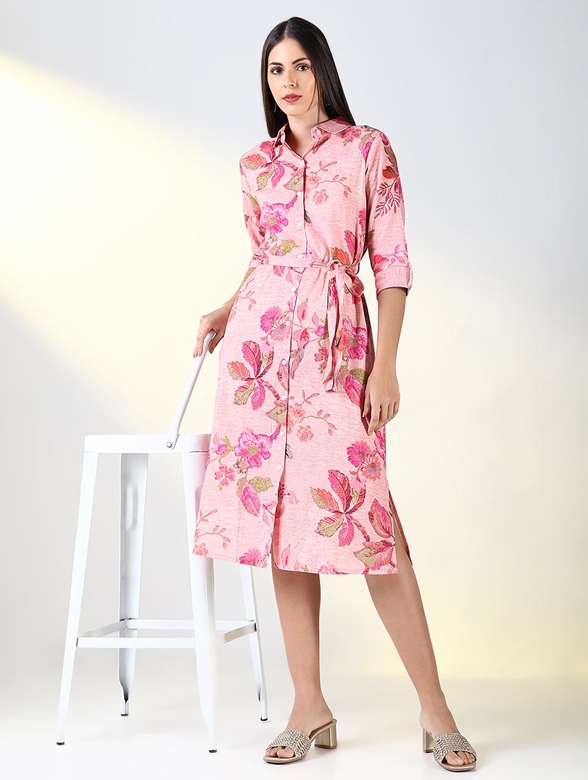 women printed collared shirt dress - 21682037 - Standard Image - 4
