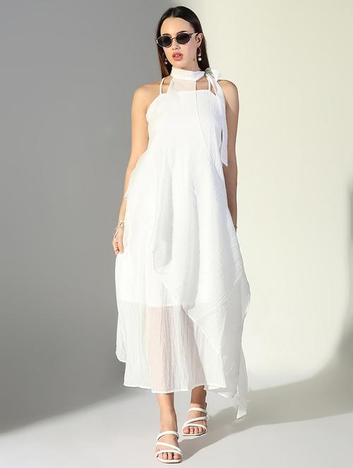 women solid shoulder strap layered dress - 21682056 -  Standard Image - 0