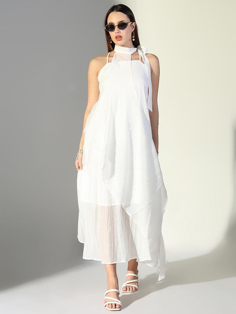 women solid shoulder strap layered dress - 21682056 -  Zoom Image - 0
