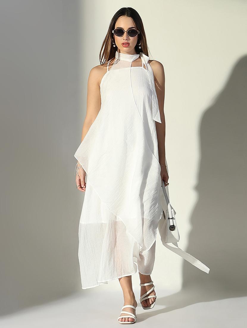 women solid shoulder strap layered dress - 21682056 -  Standard Image - 1