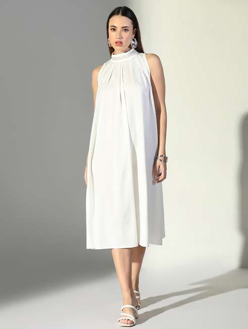 women white solid sleeveless a-line dress - 21682061 -  Standard Image - 0
