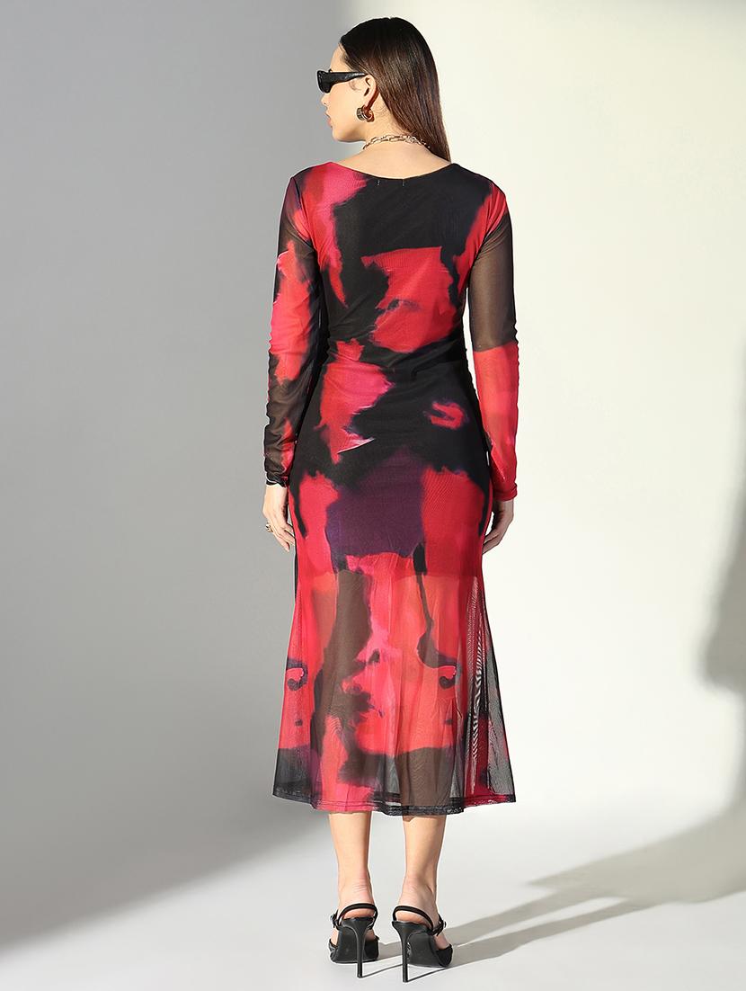 women abstract printed v neck bodycon dress - 21682064 - Standard Image - 4