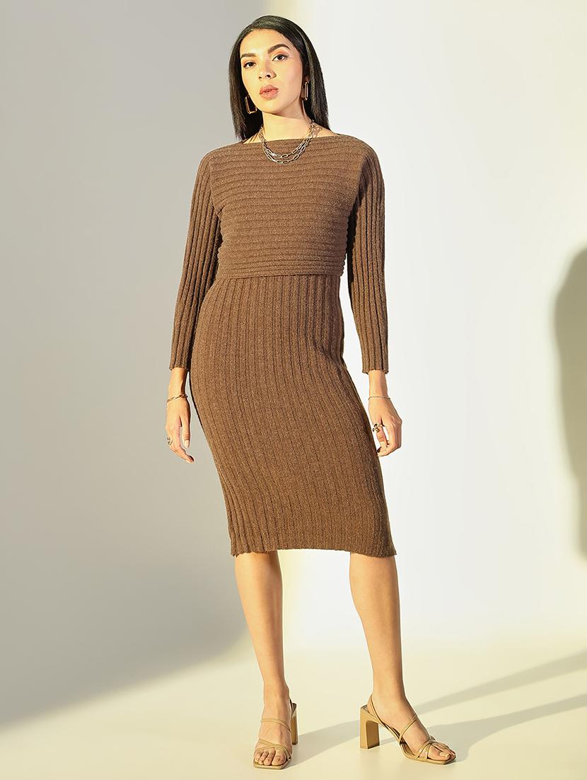 women solid winter wear bodycon dress with pullover - 21682071 - Zoom Image - 0