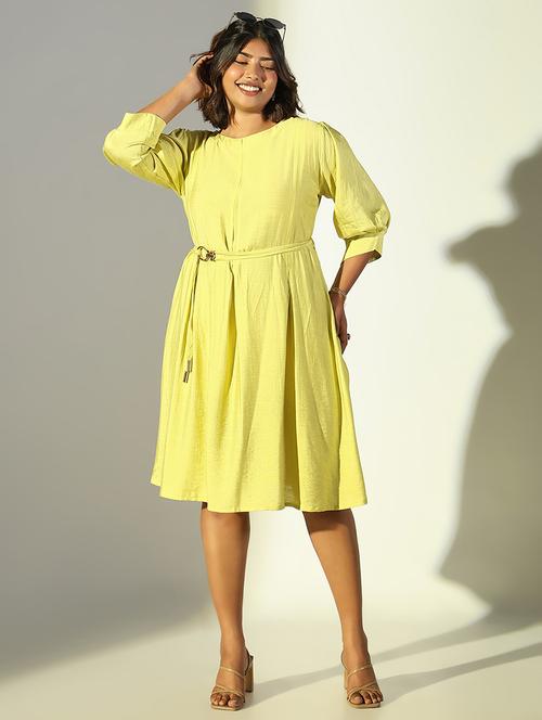 women solid round neck a-line dress - 21682091 -  Standard Image - 0