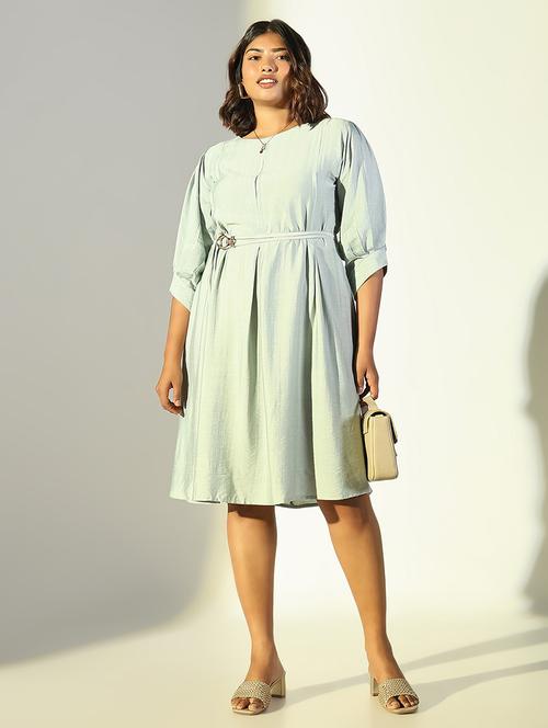 women solid round neck a-line dress - 21682093 - Standard Image - 0