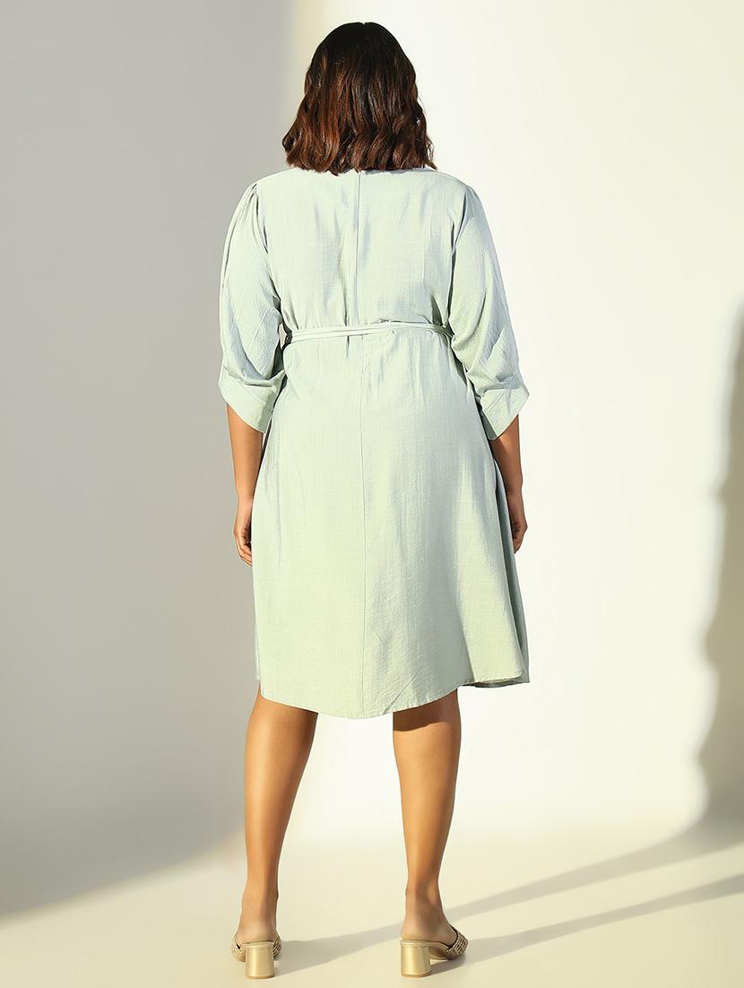 women solid round neck a-line dress - 21682093 - Standard Image - 4