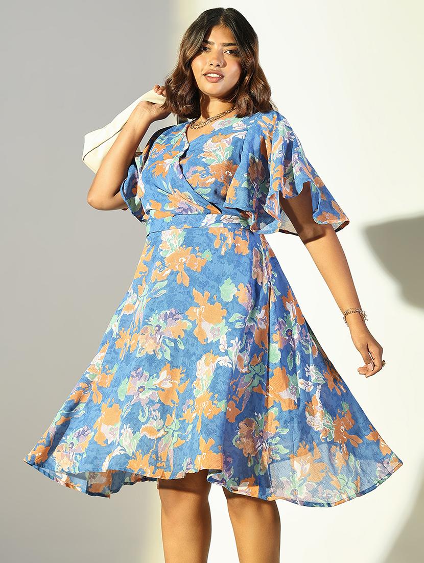 women floral printed fit & flare dress - 21682100 - Standard Image - 1