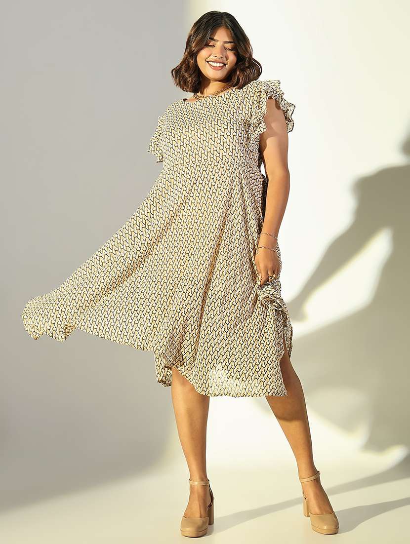 women geometric printed asymmetric dress - 21682104 - Standard Image - 4