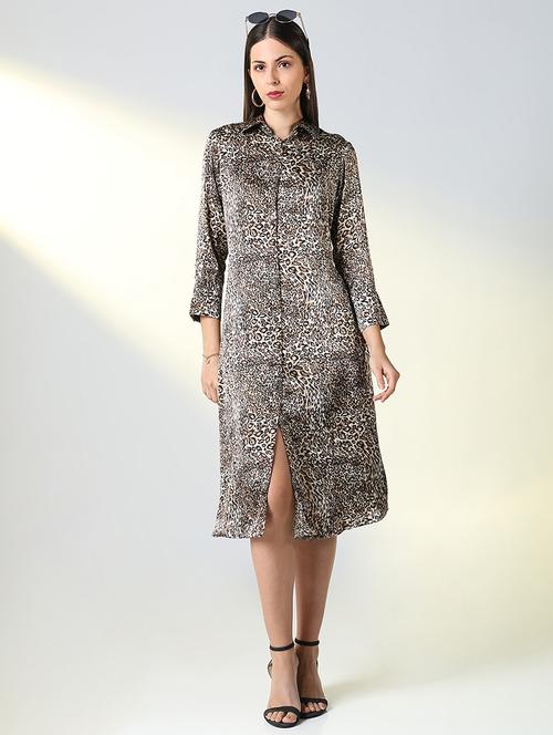women animal pint collared shirt dress - 21682106 -  Standard Image - 0