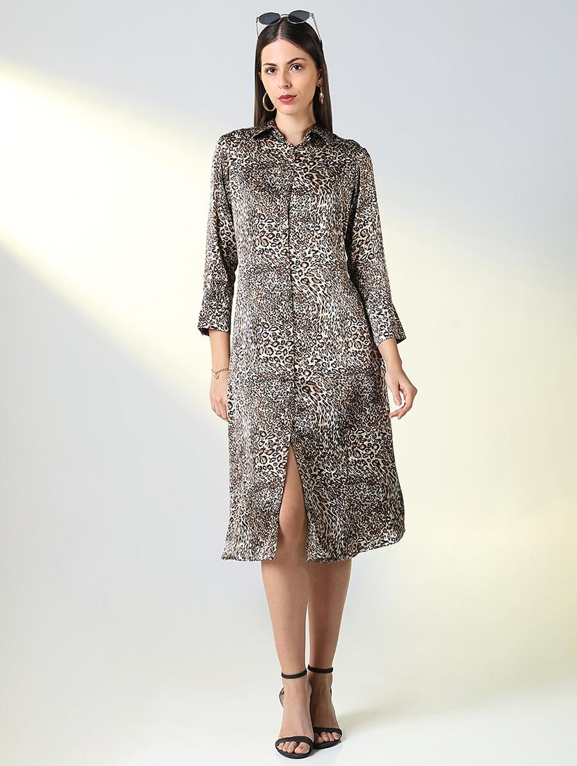women animal pint collared shirt dress - 21682106 -  Zoom Image - 0