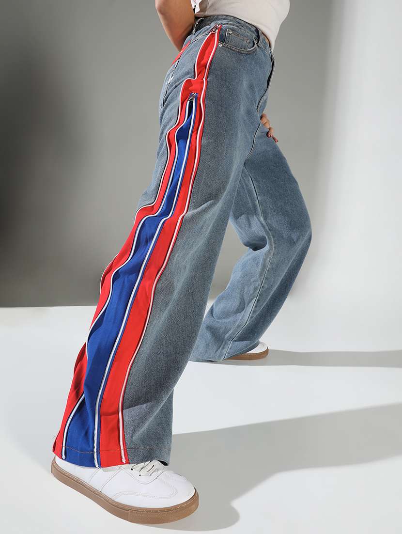 women light blue denim wide leg jean - 21682126 -  Standard Image - 1