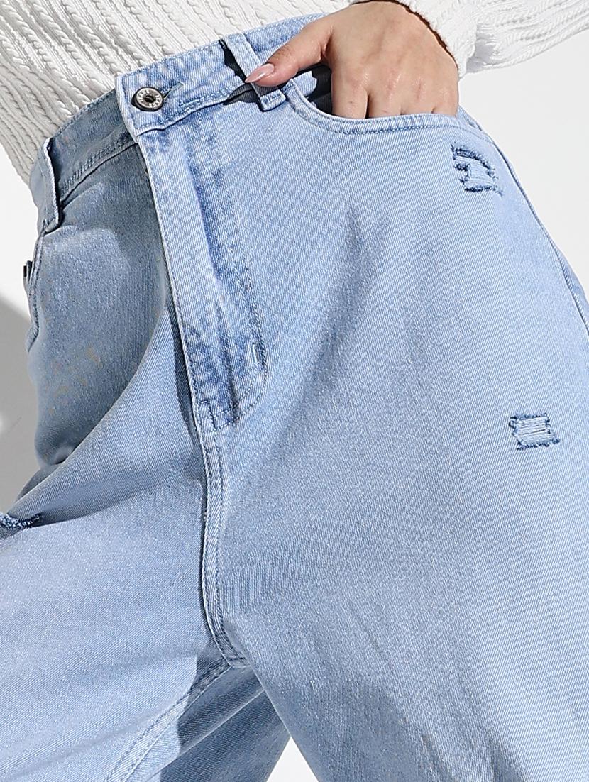 women light blue denim distress jean - 21682127 - Standard Image - 6
