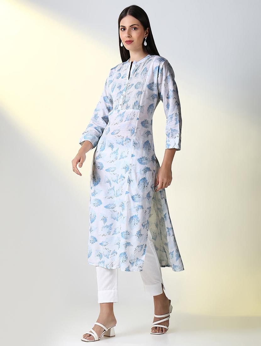 women printed three quarter sleeve straight kurta - 21682146 -  Standard Image - 1