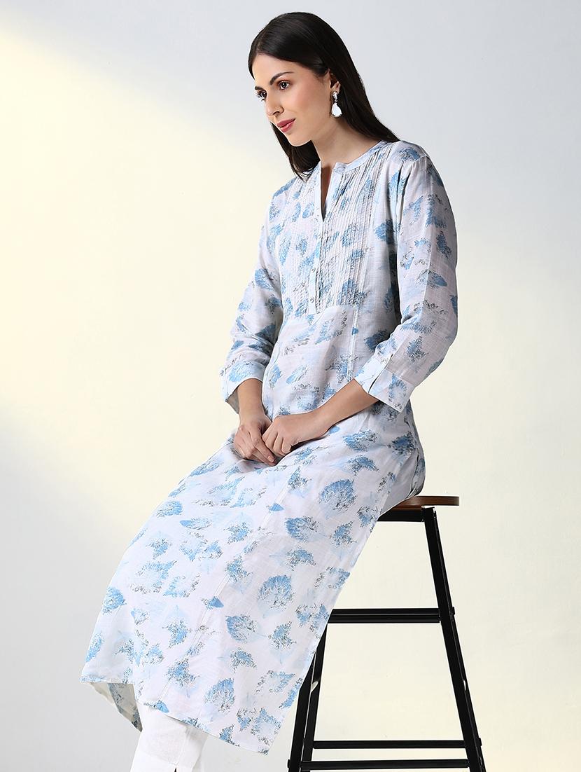 women printed three quarter sleeve straight kurta - 21682146 - Standard Image - 4