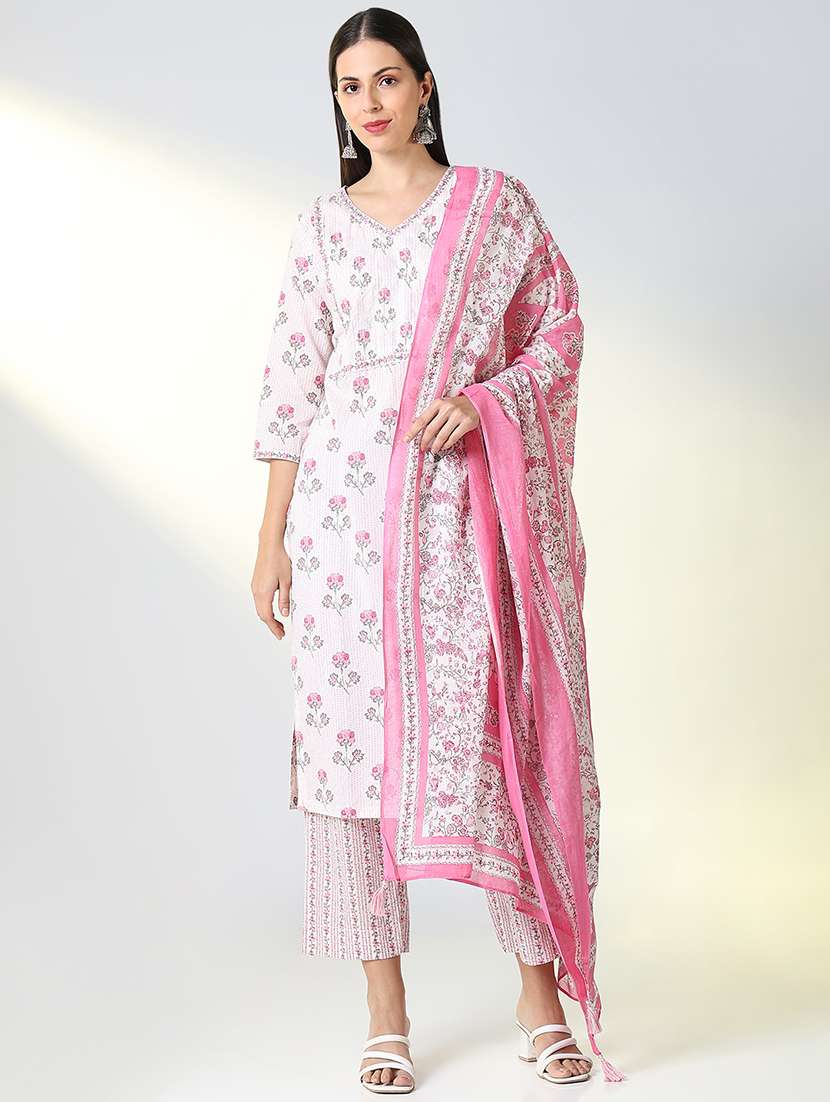 women floral kurta pant set with dupatta