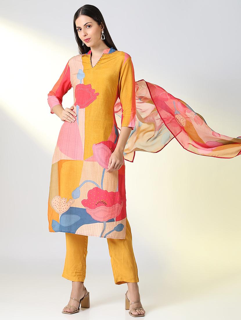 women multi color printed kurta pant set with dupatta - 21682196 - Standard Image - 4