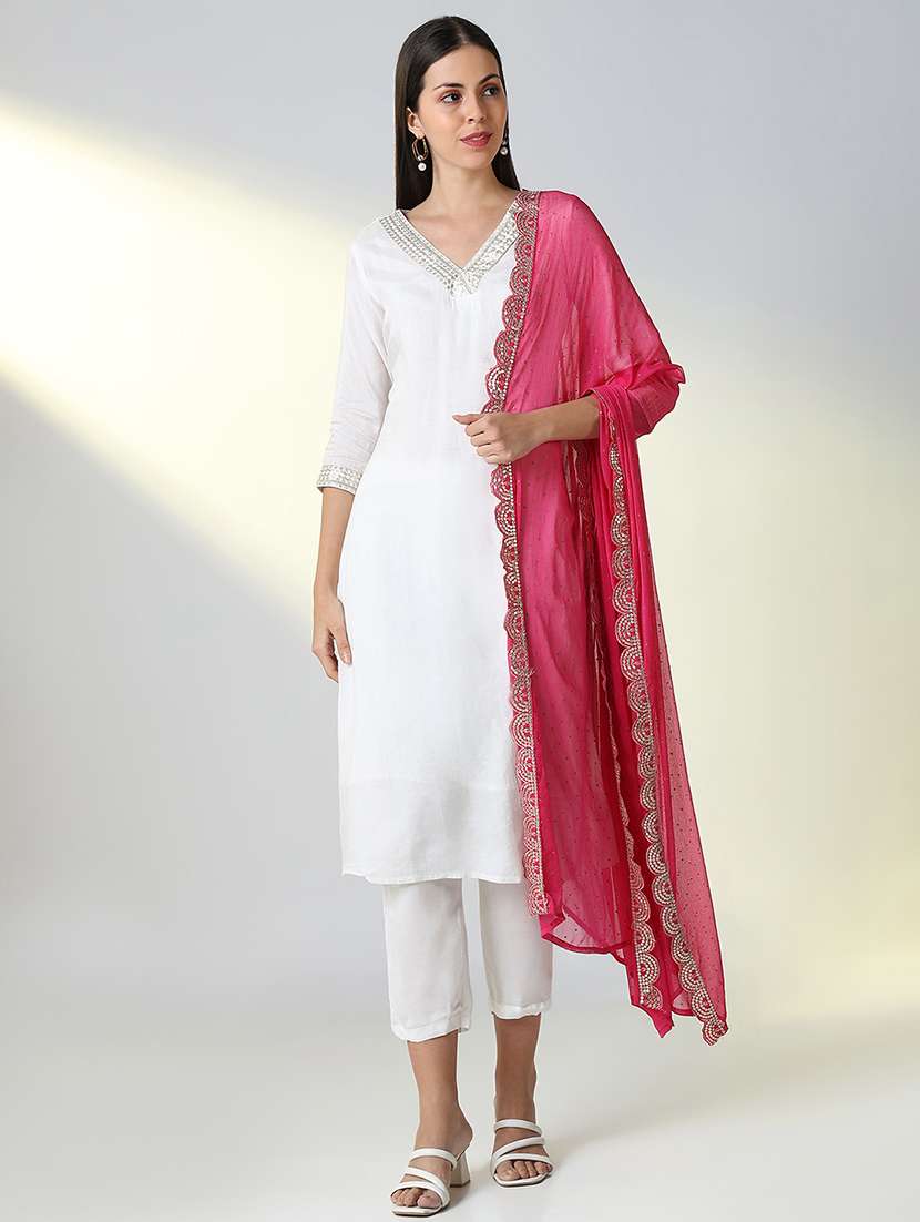 women sequin work kurta pant set with duaptta - 21682200 -  Standard Image - 1