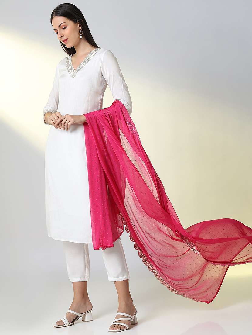 women sequin work kurta pant set with duaptta - 21682200 -  Standard Image - 4