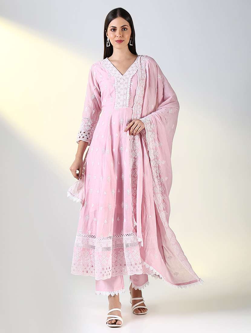 women embroidered kurta pant set with dupatta