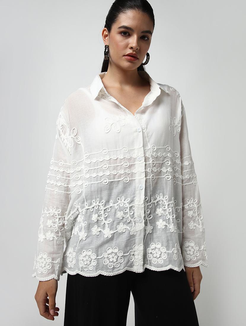 women embroidered long sleeve shirt - 21682207 -  Zoom Image - 0