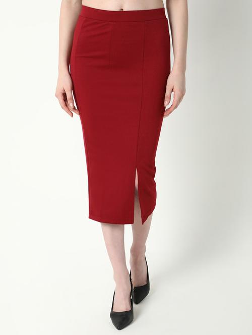 women red solid pencil skirt - 21682211 - Standard Image - 0