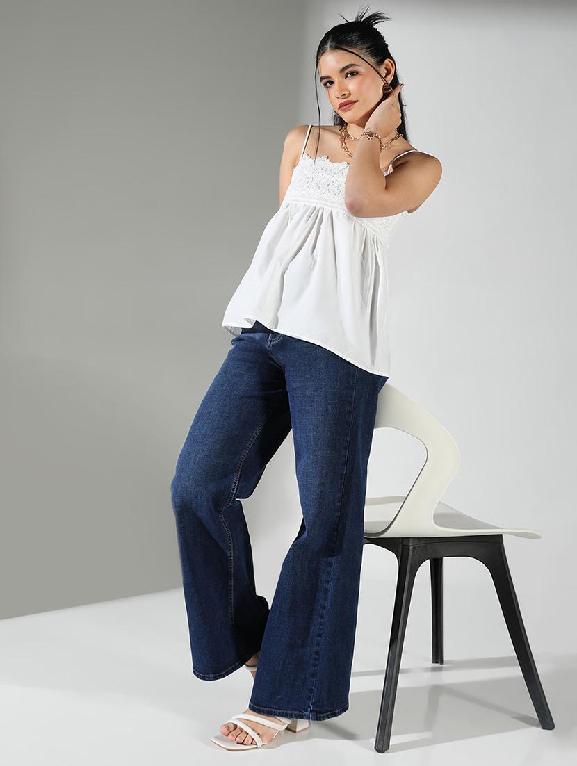 women lace detailed shoulder strap neck top - 21682223 - Standard Image - 4