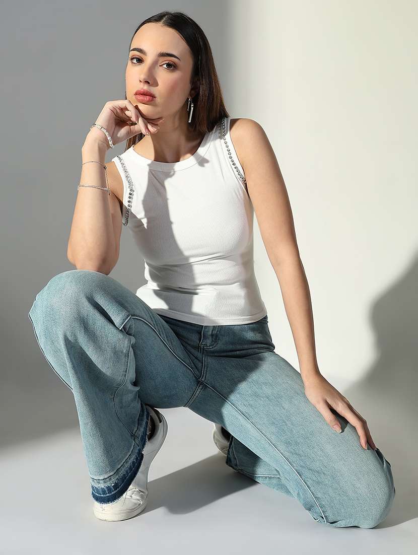 women white solid sleeveless top - 21682252 -  Standard Image - 4