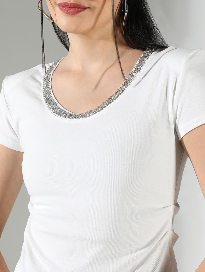women white solid short sleeve top - 21682253 - Standard Image - 6
