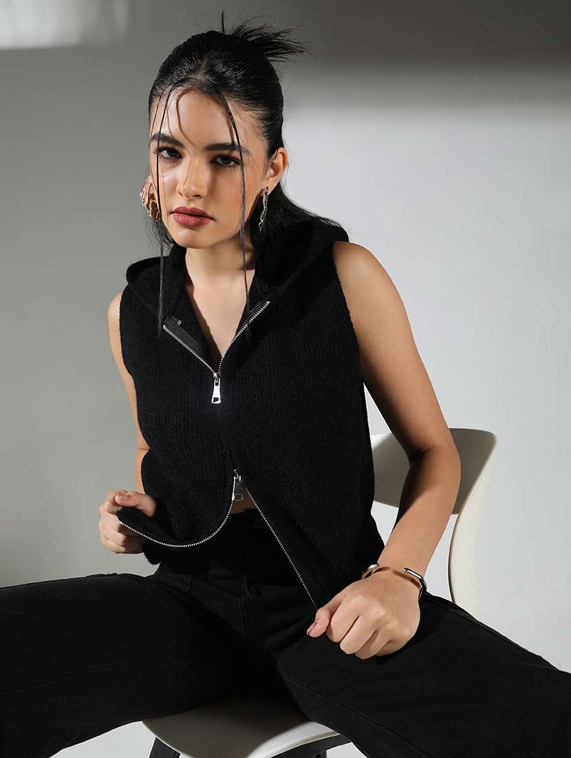 women solid hooded neck regular top - 21682274 -  Standard Image - 1