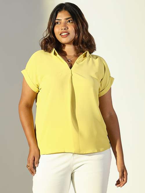 women plus size solid collared top - 21682280 -  Standard Image - 0