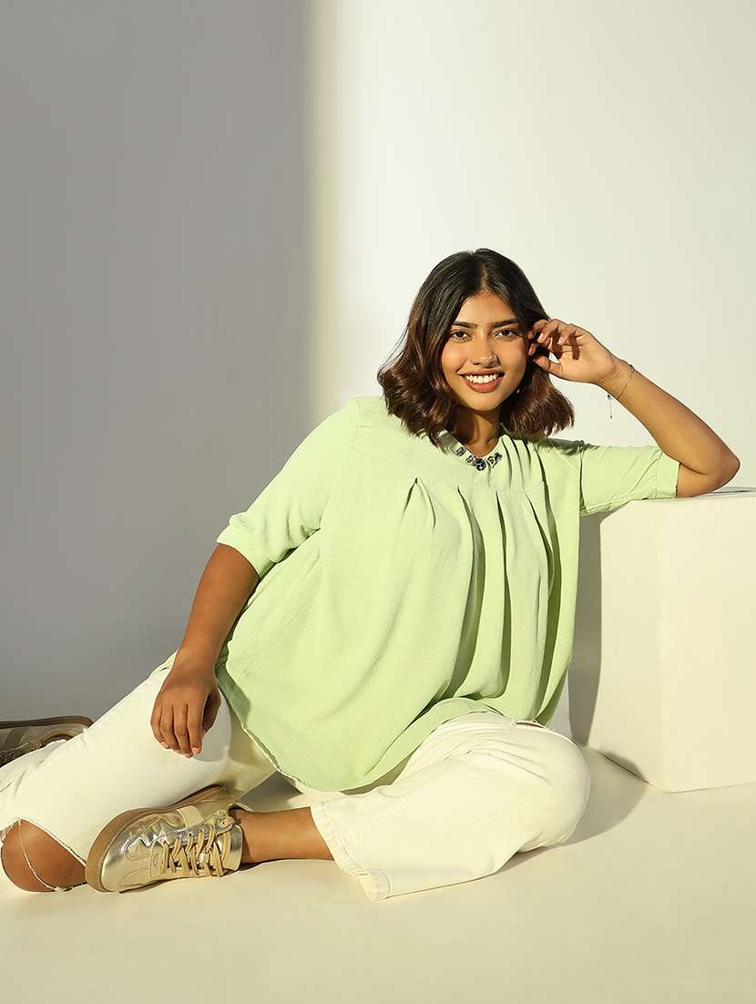 women plus size solid regular top - 21682281 -  Standard Image - 1