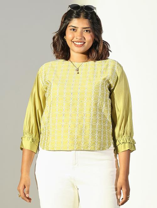 women embroidered puff sleeve top - 21682282 - Standard Image - 0