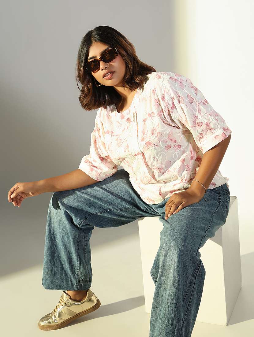 women plus size printed three quarter sleeves top - 21682284 -  Standard Image - 1