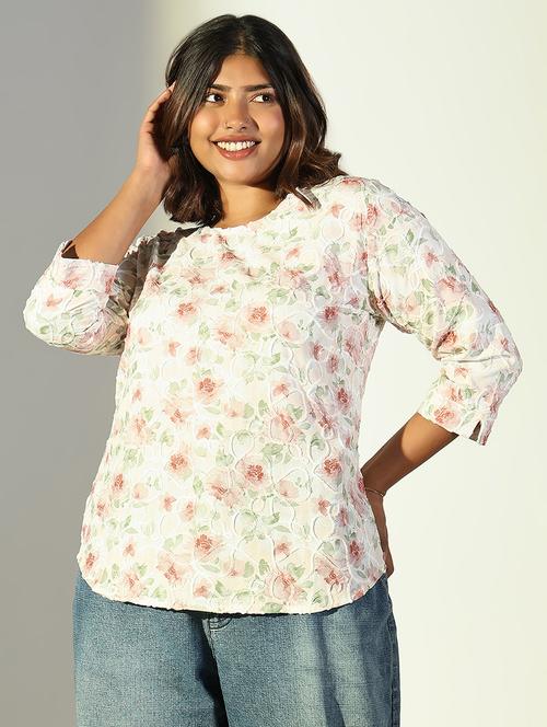 women plus size printed three quarter sleeves top - 21682286 -  Standard Image - 0